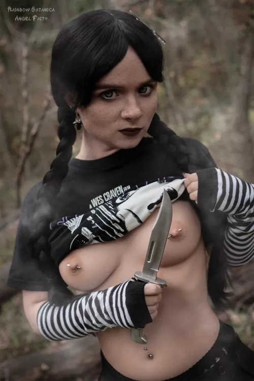 Wednesday Addams likes edged weapons