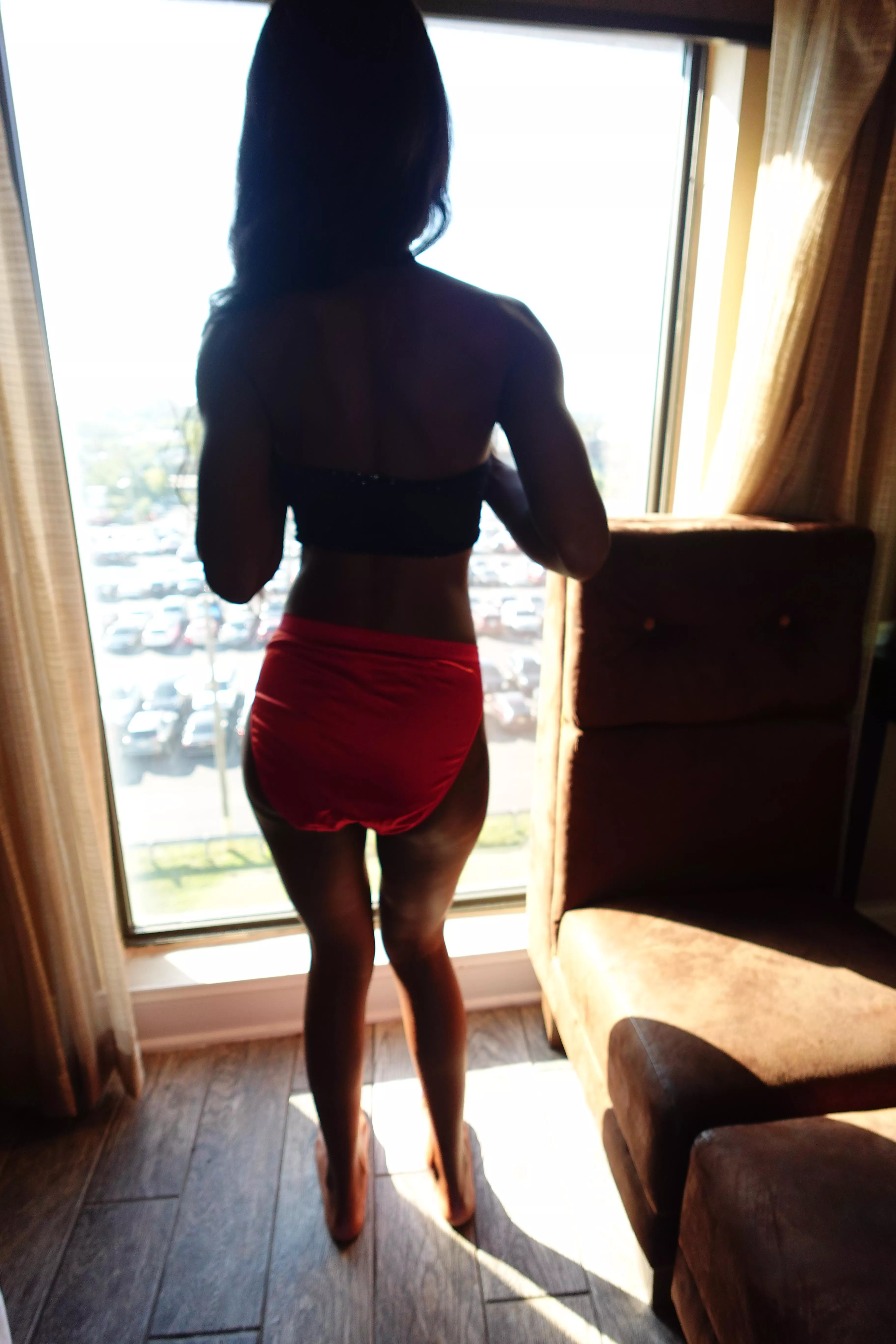 Yet Another angle of my RED VS Satin Hi Leg Brief Panties ❤🍎❤🍎🔴🔴🔴