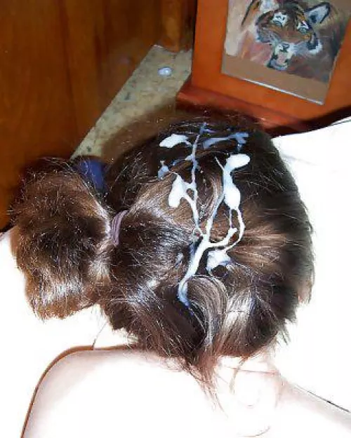 Cumshot on messy hair