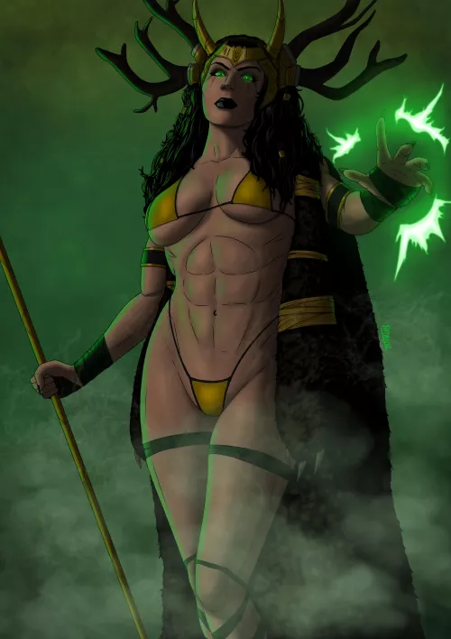 FANART: Jessica Nigri's recent (Lady Loki? Norse Goddess?) cosplay. Art by me.
