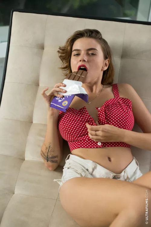 Sexy chocolate eating