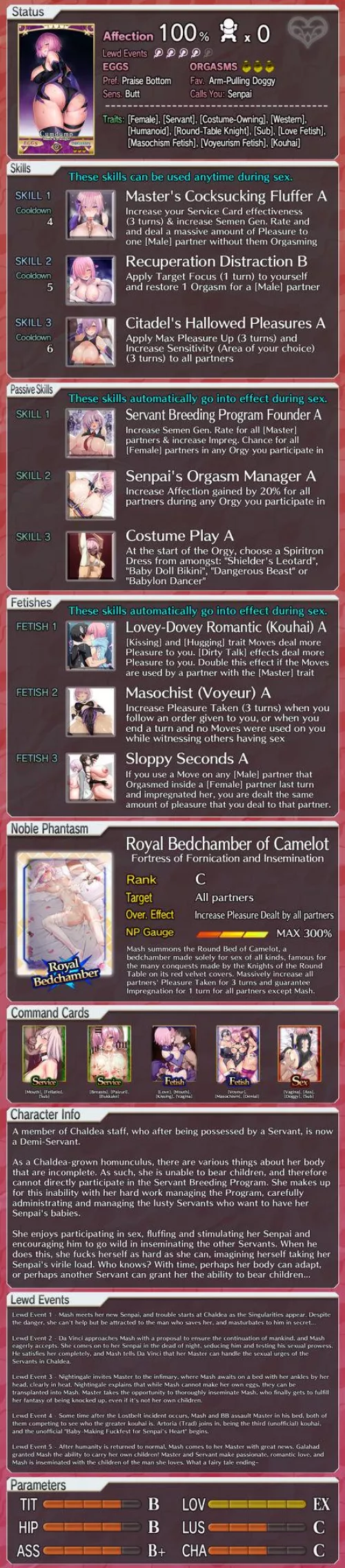 A remake of Mash's lewd profile! [FGO] [Fate] [Game Mechanics] [Impregnation] [Hetero] [Male Viewer]
