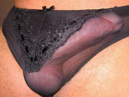 Black panty bulge