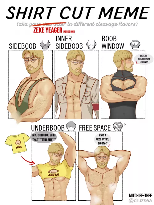 Zeke Yeager - Attack on Titan Shirt cut meme by me (Mitchiee-Thee)