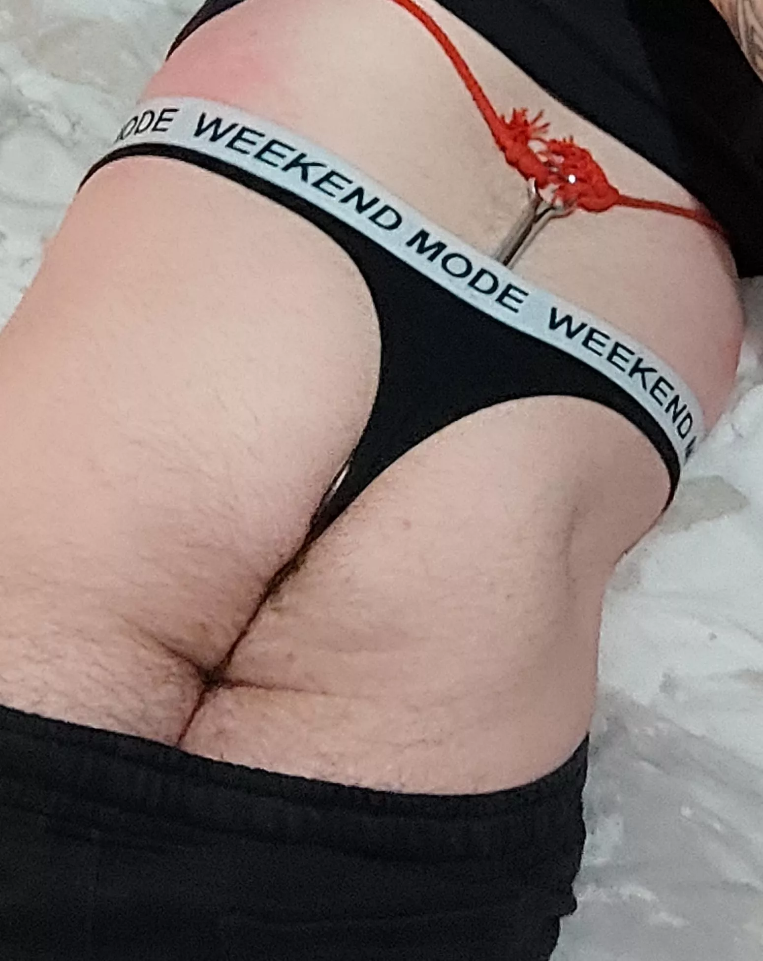 Anal hook in my ass with sexy black panties