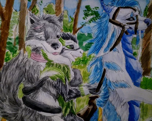 Ride in the forest (watercolor painting by me)
