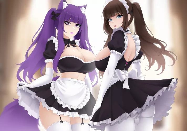 Such good girls locked into their pretty and sexy little maid uniforms (Artist: JessCaTG)