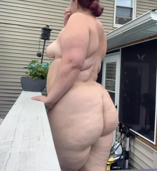 Wife enjoying her morning with some fresh air.