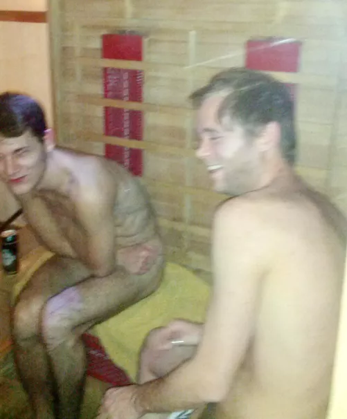 Busted chillin in the sauna