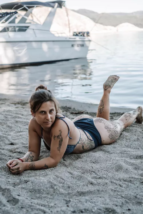 I think my body looks adorable in my blue bikini.