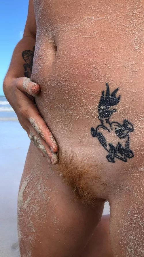 My hairy red bush today on the beach