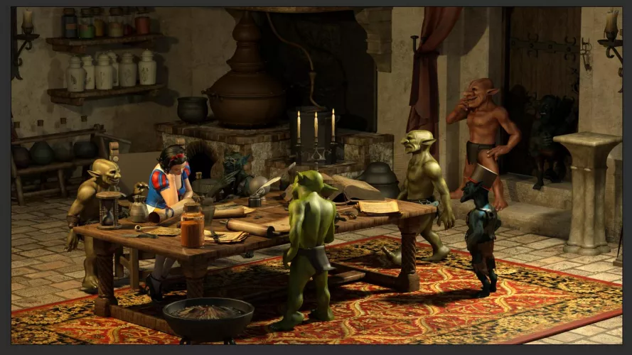 Masturbating under table (zuleyka) [Snow White]