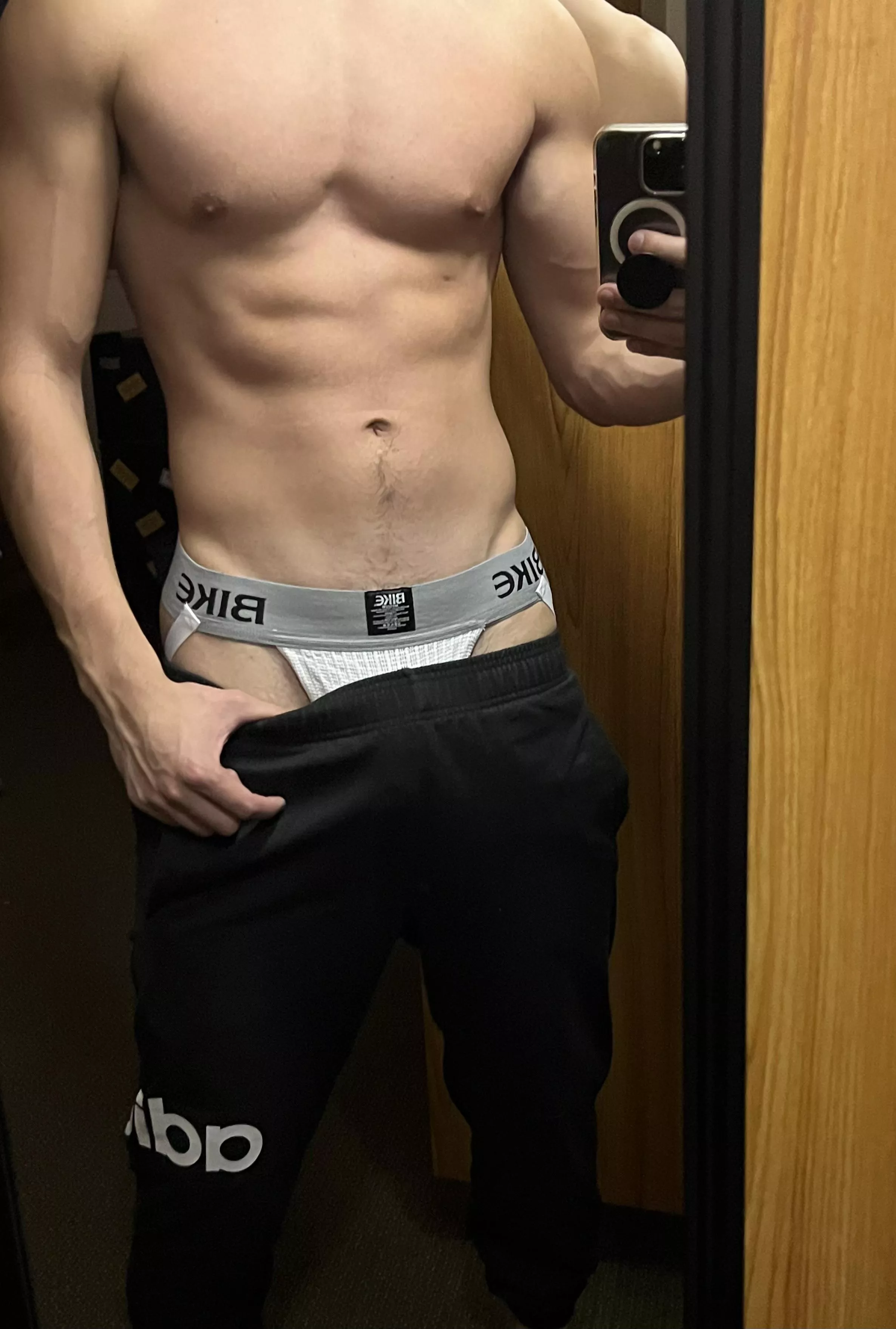 My buddies will never know that I'm wearing a jockstrap underneath