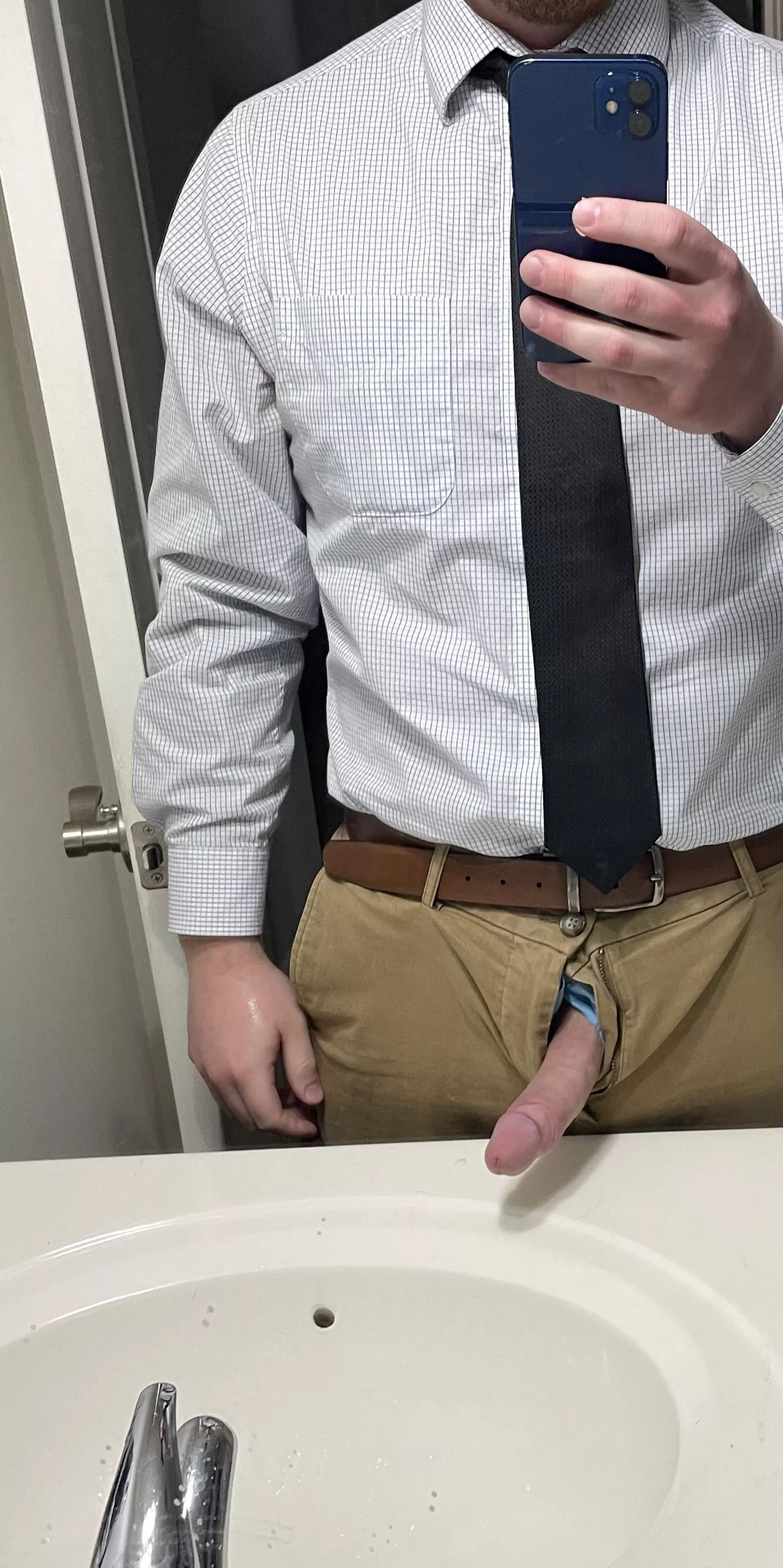 Who would suck me in the bathroom at work?