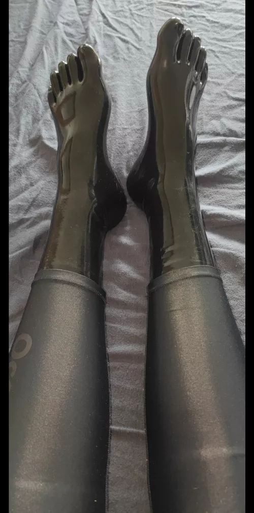 Latex Socks under shiny Leggings