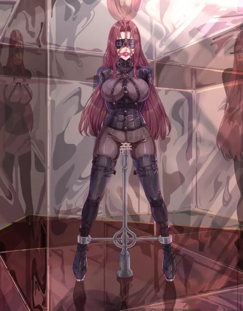 She is put in a mirrored room so that when the blindfold she is taken off she can see the distress in her own eyes