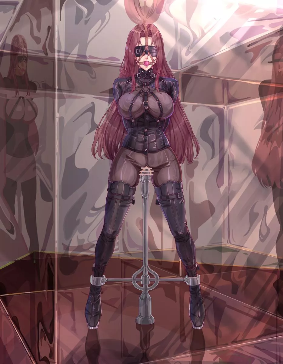 She is put in a mirrored room so that when the blindfold she is taken off she can see the distress in her own eyes