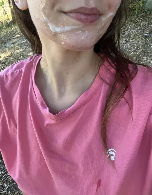 Went for a hike and got covered with cum