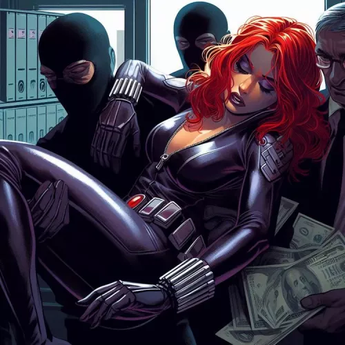 Black widow unconscious and kidnapped