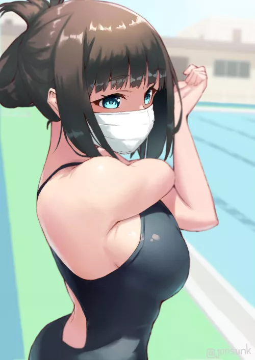 Hassu stretches herself before take Swimming Lesson [SSSS Gridman] (Jonsun)