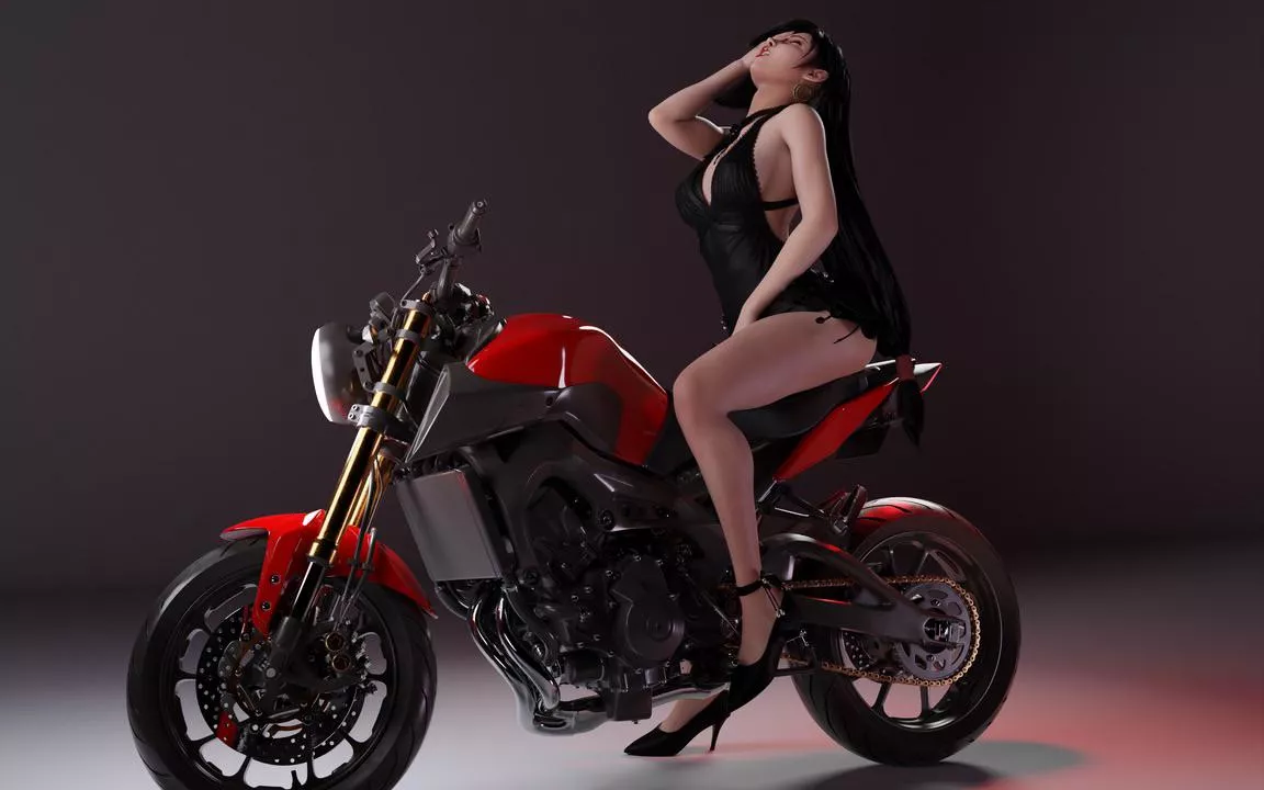 Tifa on a bike (oc)