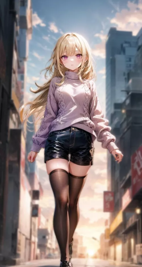 Evening Stroll in Town