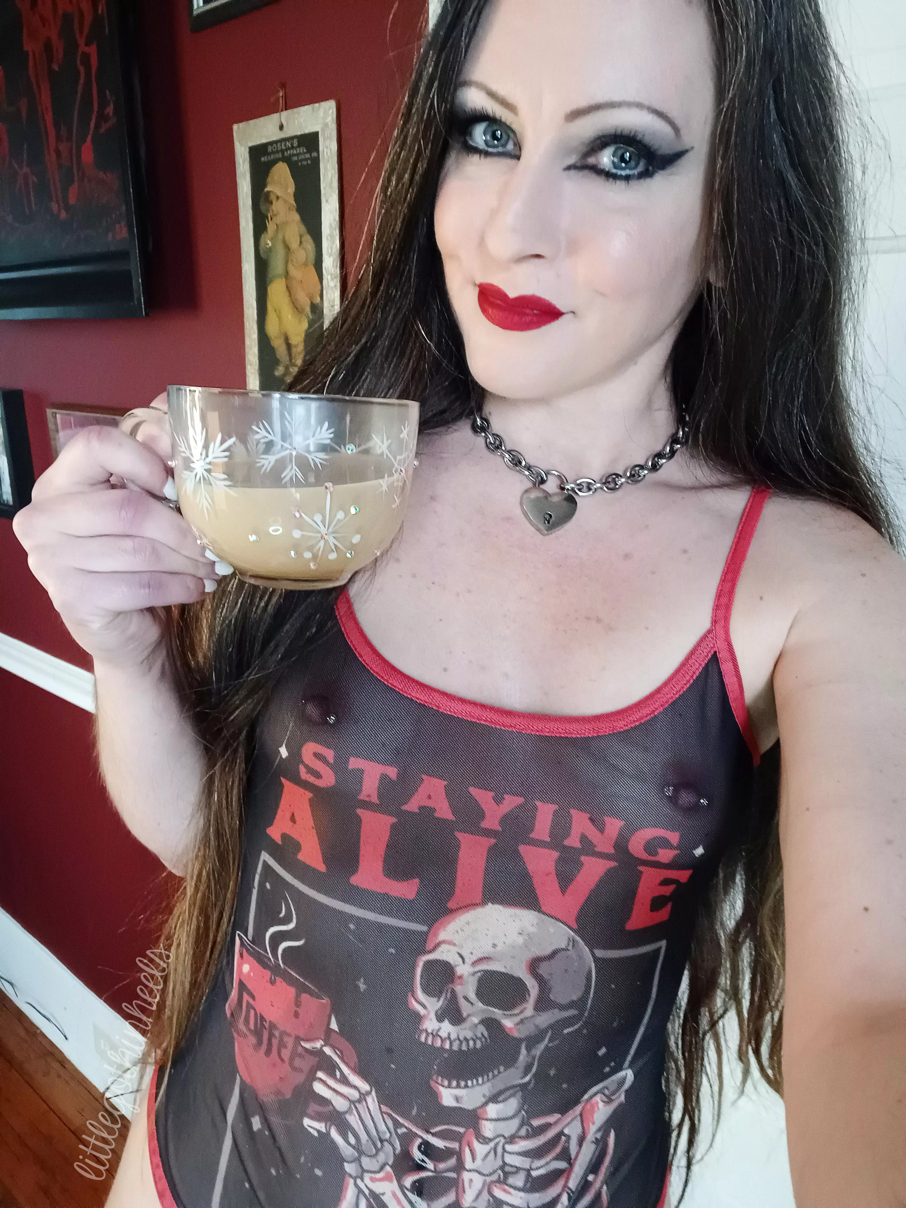 Nothing better than starting the day with coffee and pierced nipples (42F)