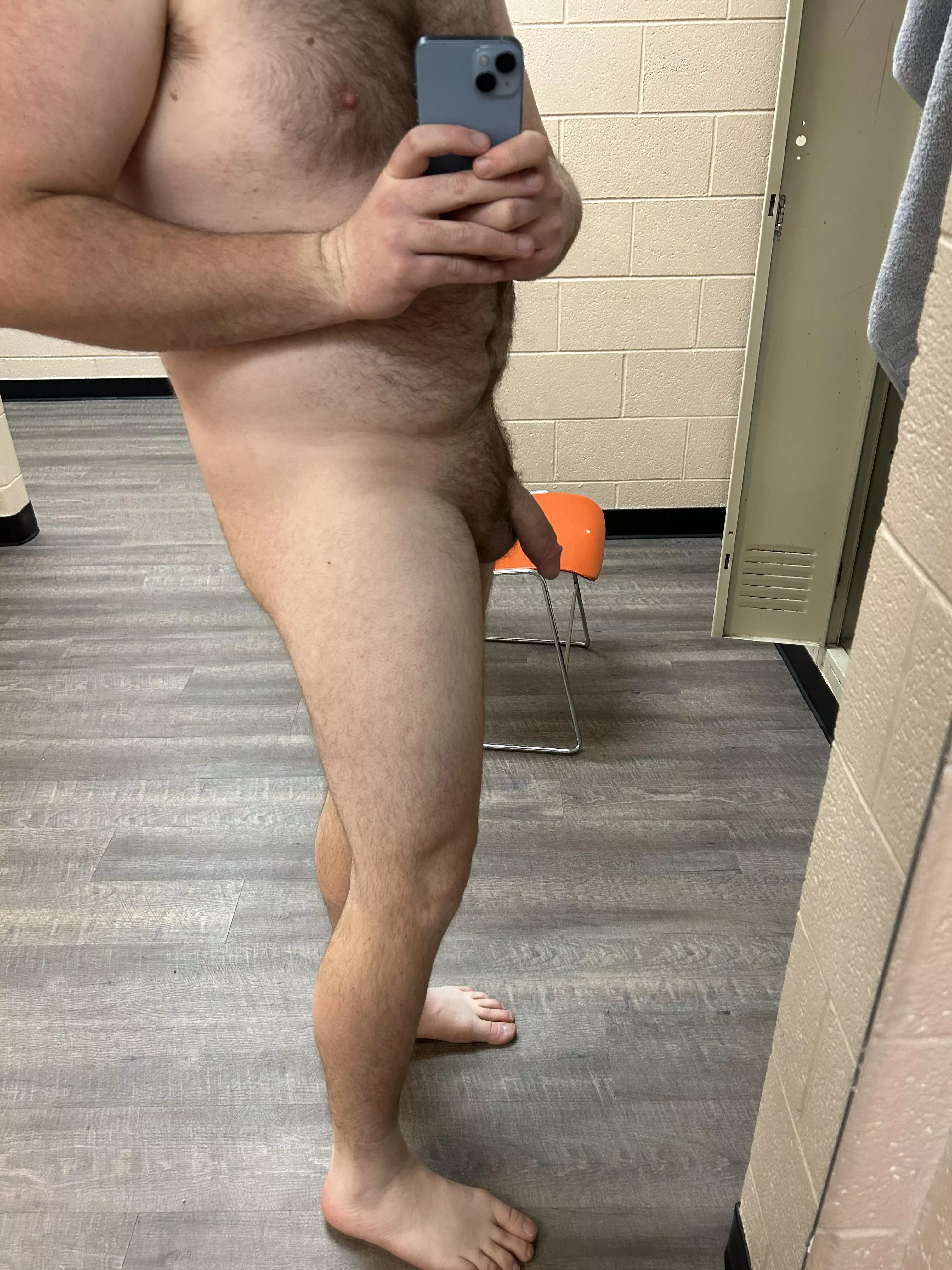 Hanging in the locker room after my shower