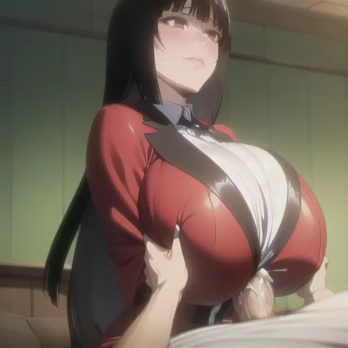 [OC AI-generated] Yumeko Jabami Clothed Paizuri Fetish And Cumshot Dripping