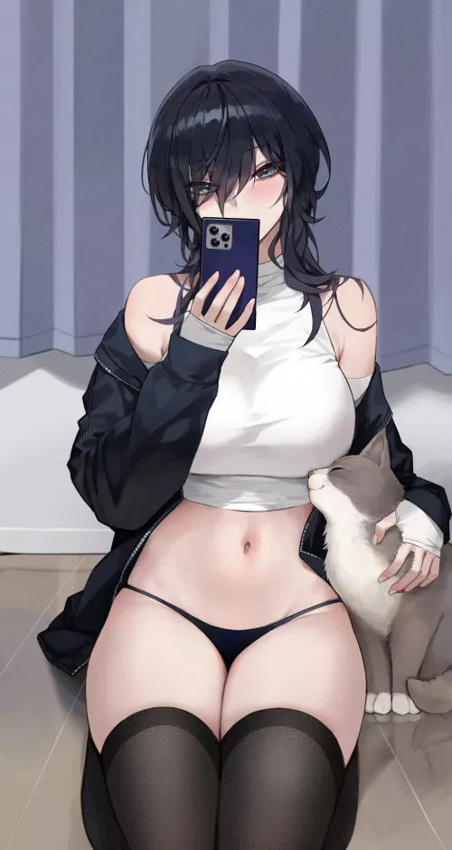 Sleeveless Turtleneck and smartphone (maenoo) [Original]