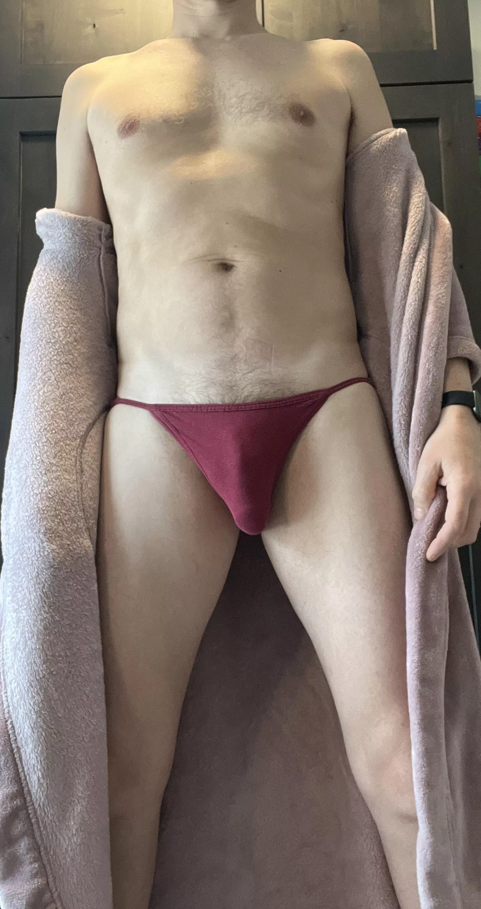 A soft robe with these bikini briefs is the best!