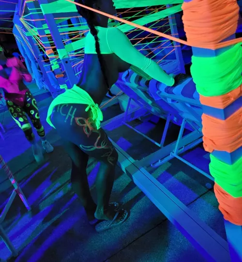 How my neon night both started and finished, topless and bent over something. The ending was much better tho