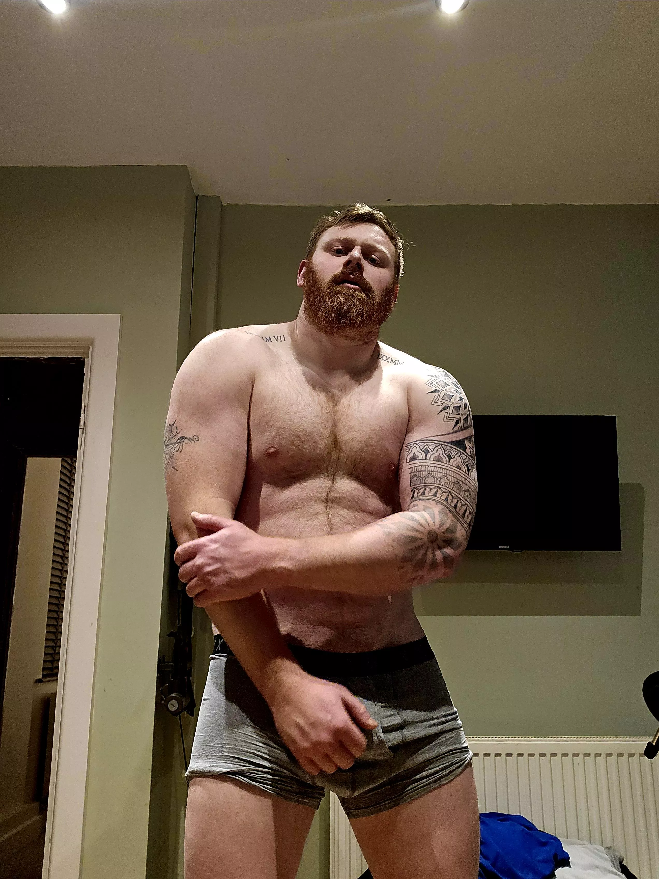 [37]sweaty daddy bear ready to play