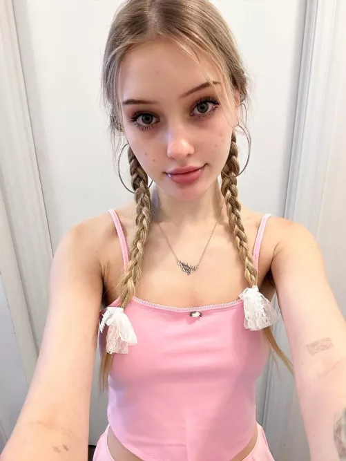 Looking so cute with my pink outfit and braid