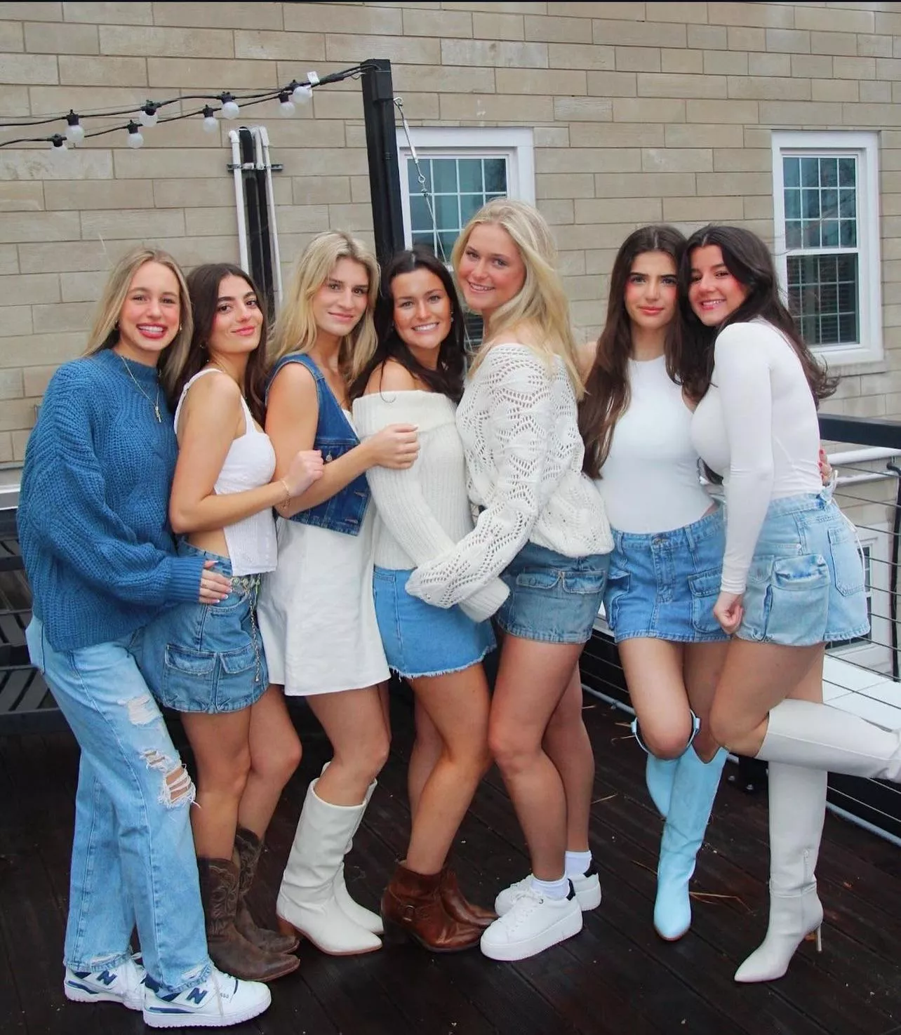 Sorority girls in white and blue