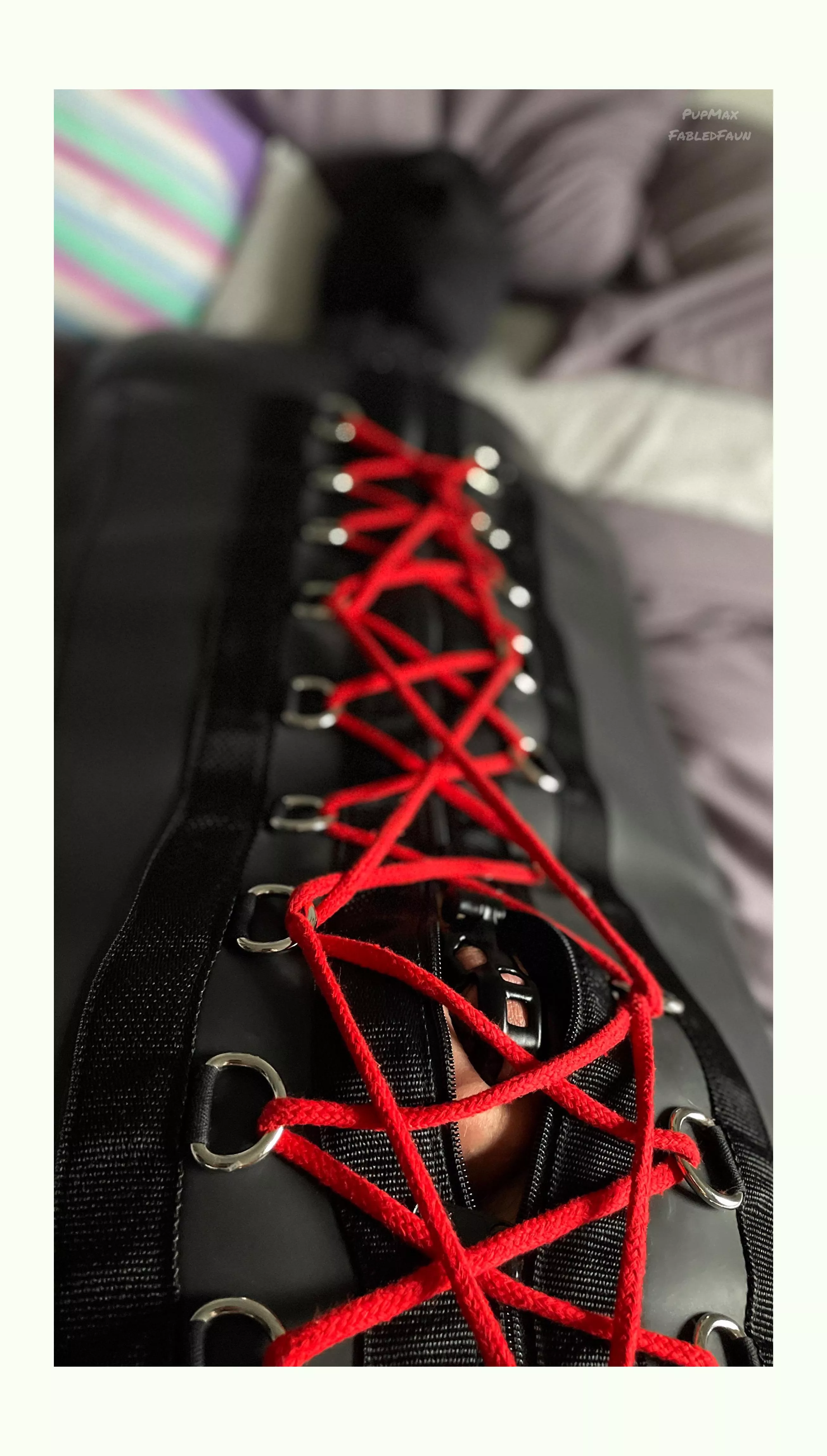 Bound in his sleep sack like a good toy 😌