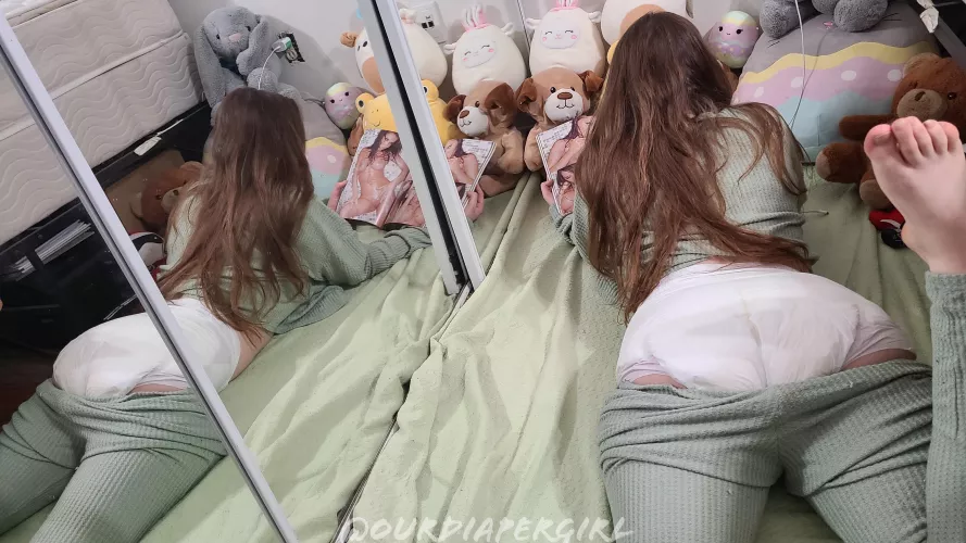 Diaper girl caught looking at porn