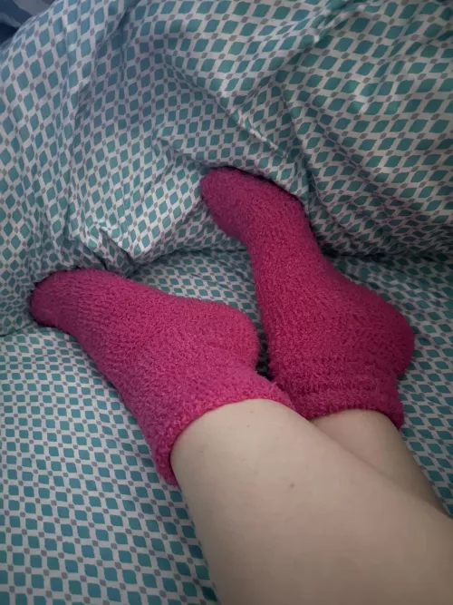 In bed in new fuzzy socks. Do you wonder my toe color?