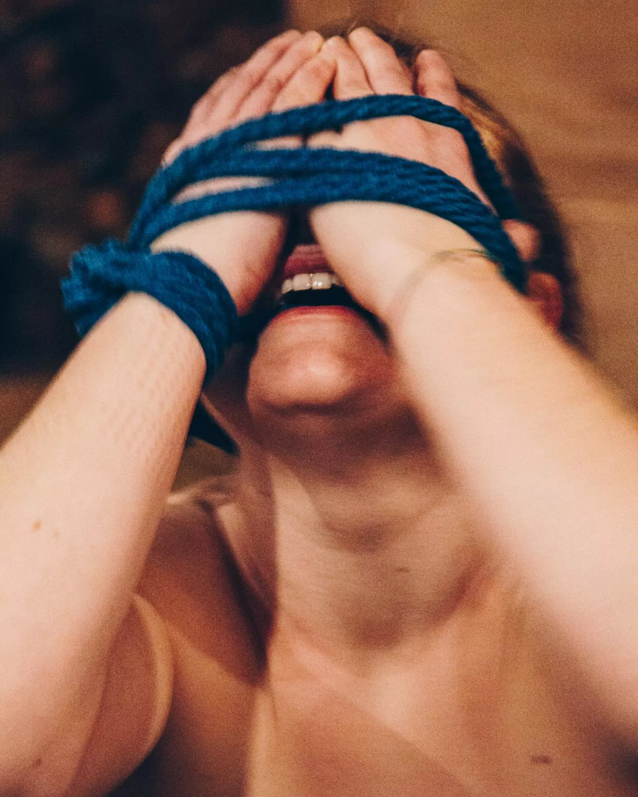 Eyes, mouth and hands bound