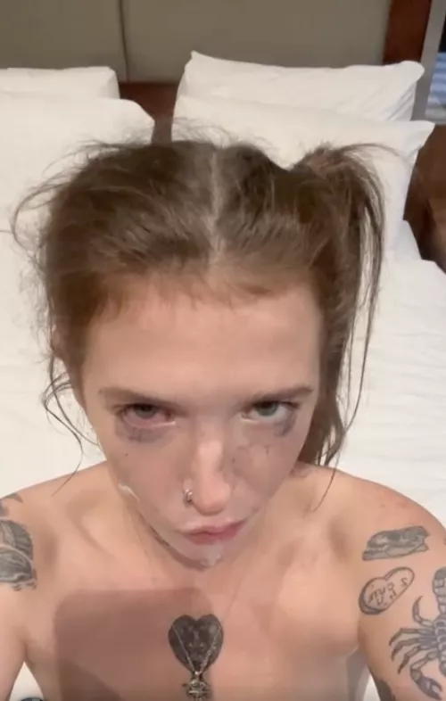 Messy hair, red eye and cum on my face are all proof of what happened minutes before this pic was taken 😏