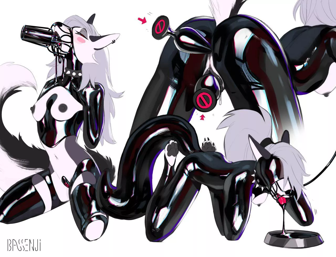 (F) Loona in Latex (bassenji)