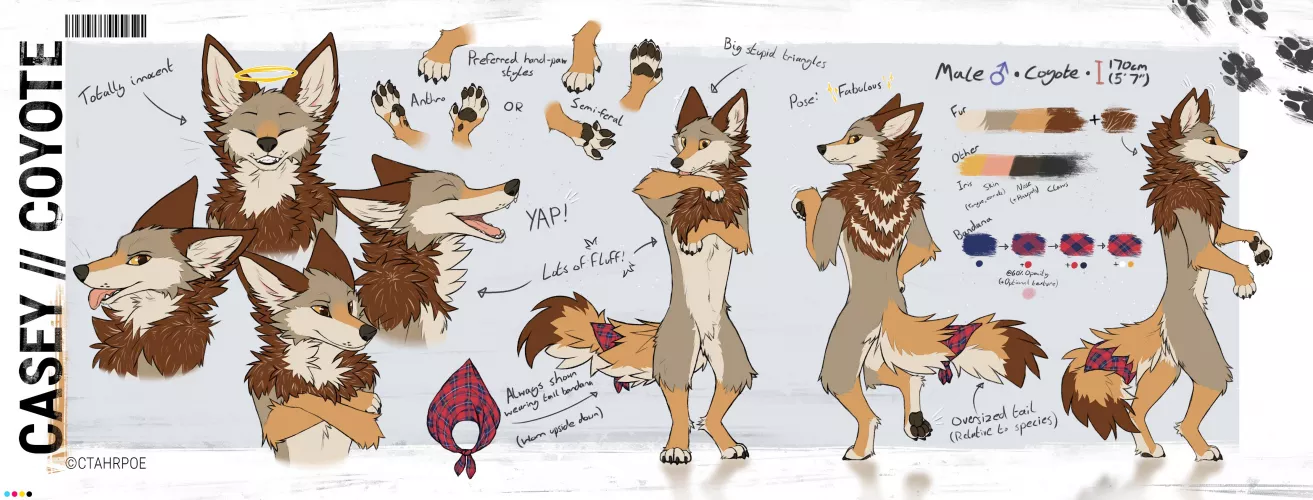 Finally finished making my first ever ref sheet! (Art by me, @Ctahrpoe)