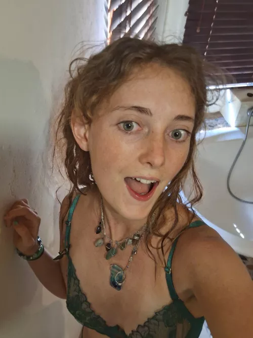 green lingerie, funny face, lets get playful babe