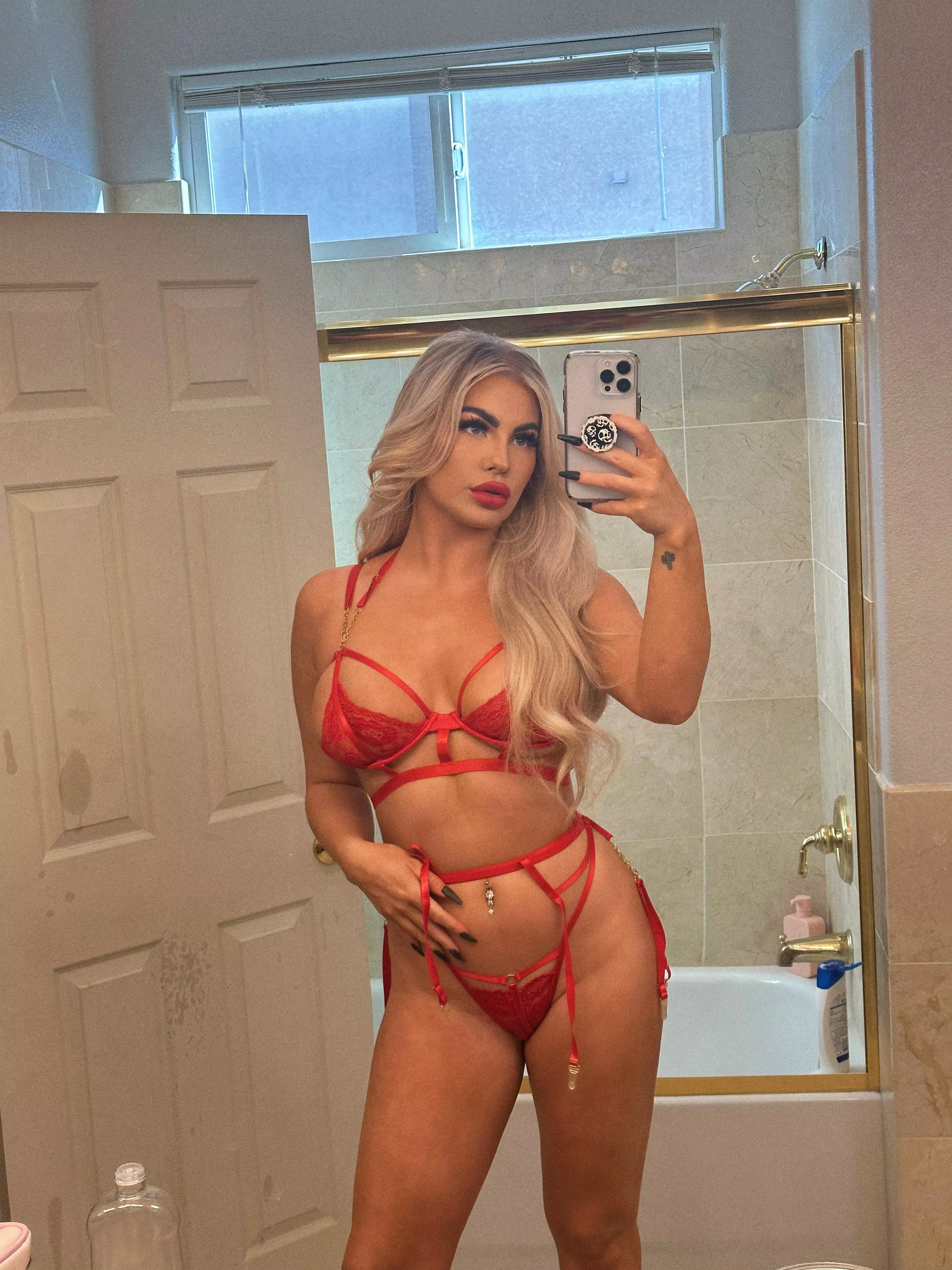 How do you like my naughty red lingerie