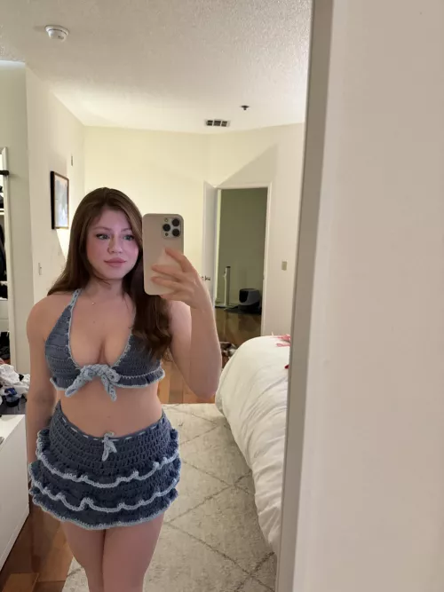 A little cleavage in a crochet top I made 😋