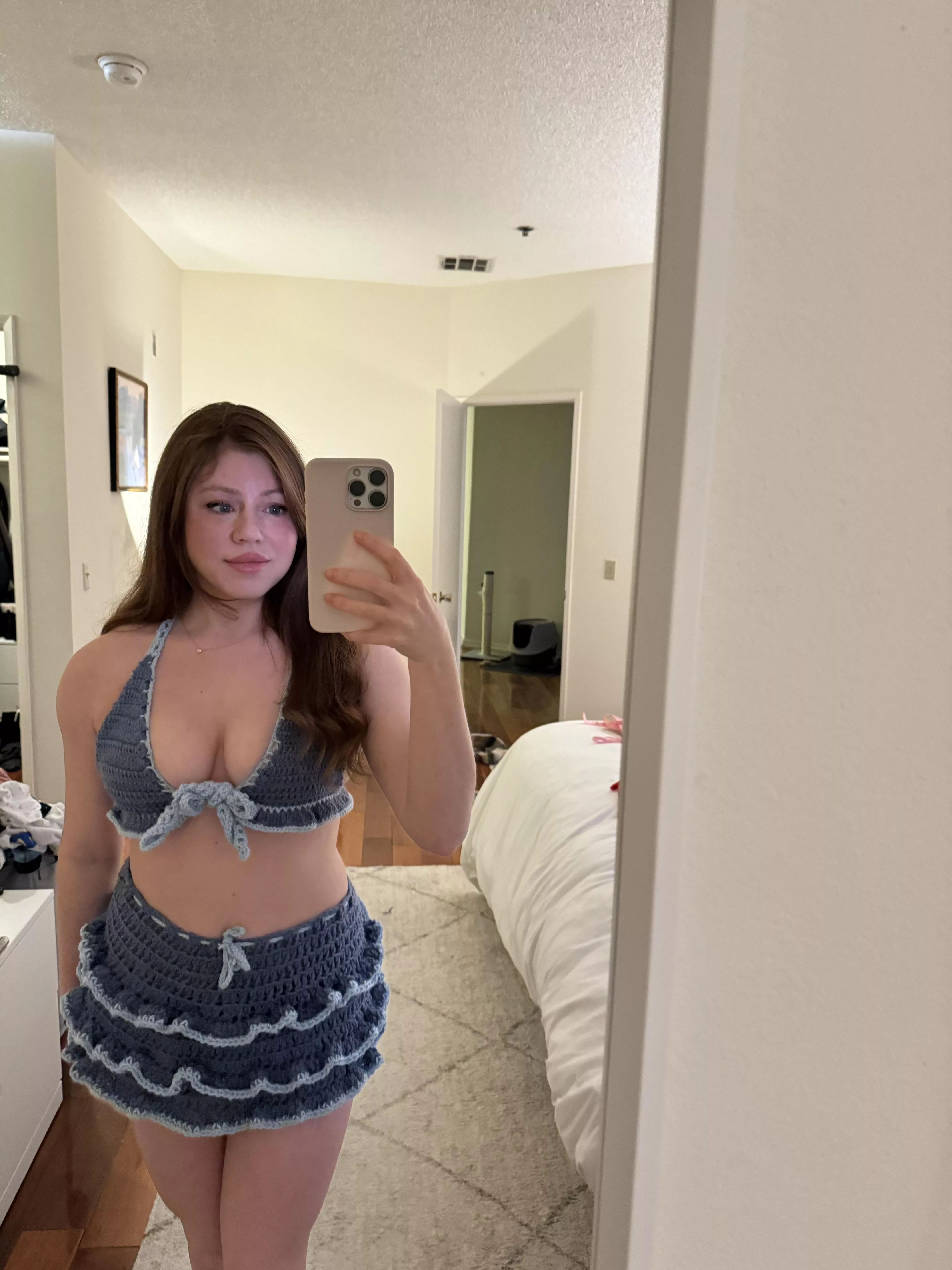 A little cleavage in a crochet top I made 😋