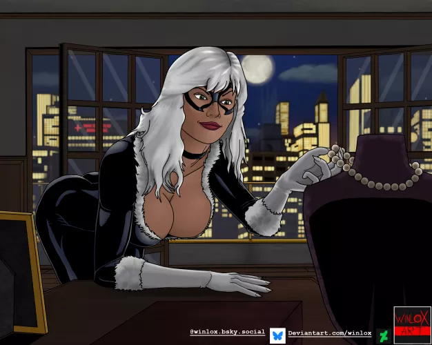 Black Cat distracted by pearls [Marvel] (by WinloxArt/me)
