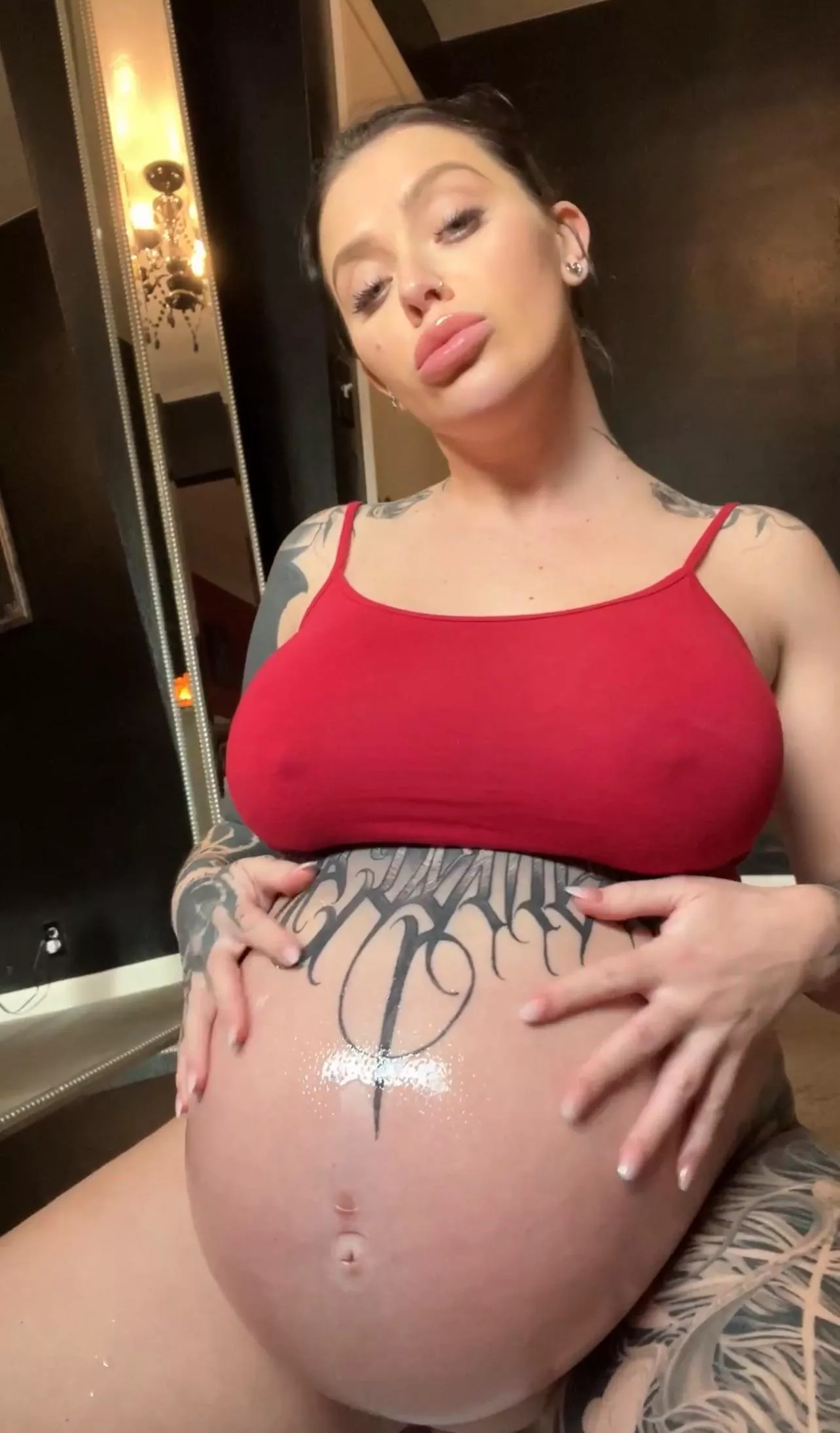 Is my 9 month belly too big to ride your face?? Be honest.