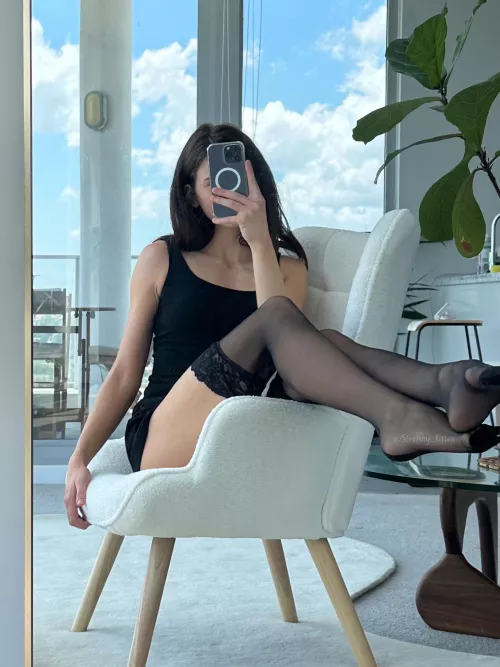 My legs are so smooth in these thigh highs 🤤