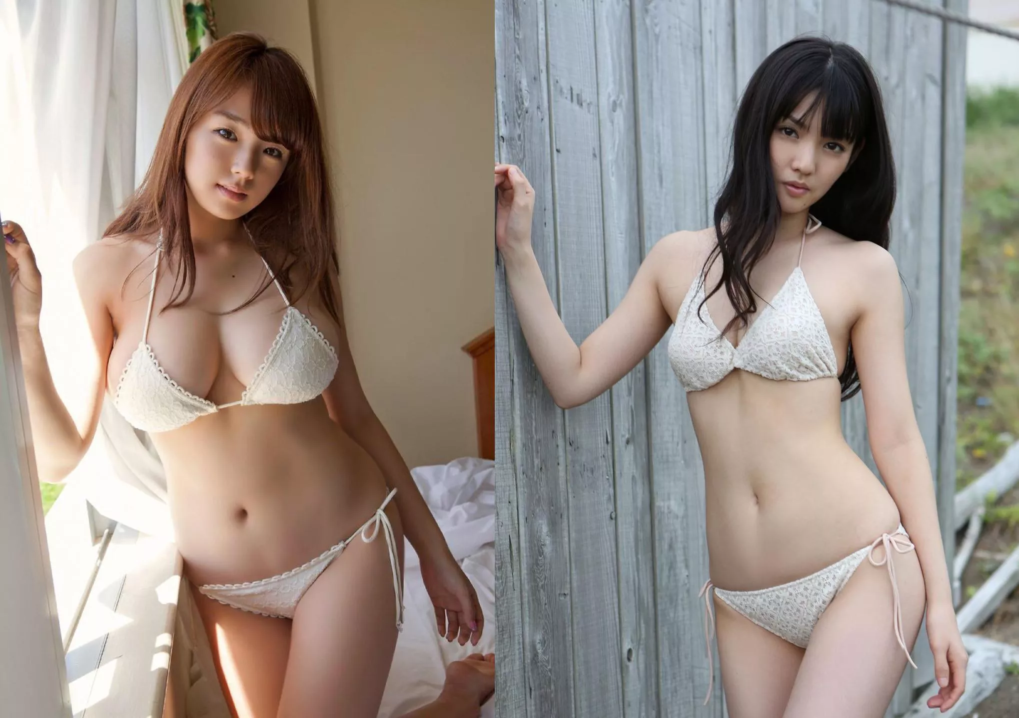 Ai Shinozaki and Sayumi Michishige (kinda similar)